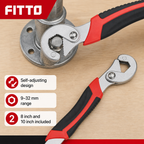 96 Pieces Self-Adjusting Universal Wrench Set, 9–32 mm, 8 Inch and 10 Inch, Red Black Silver, 2 Piece