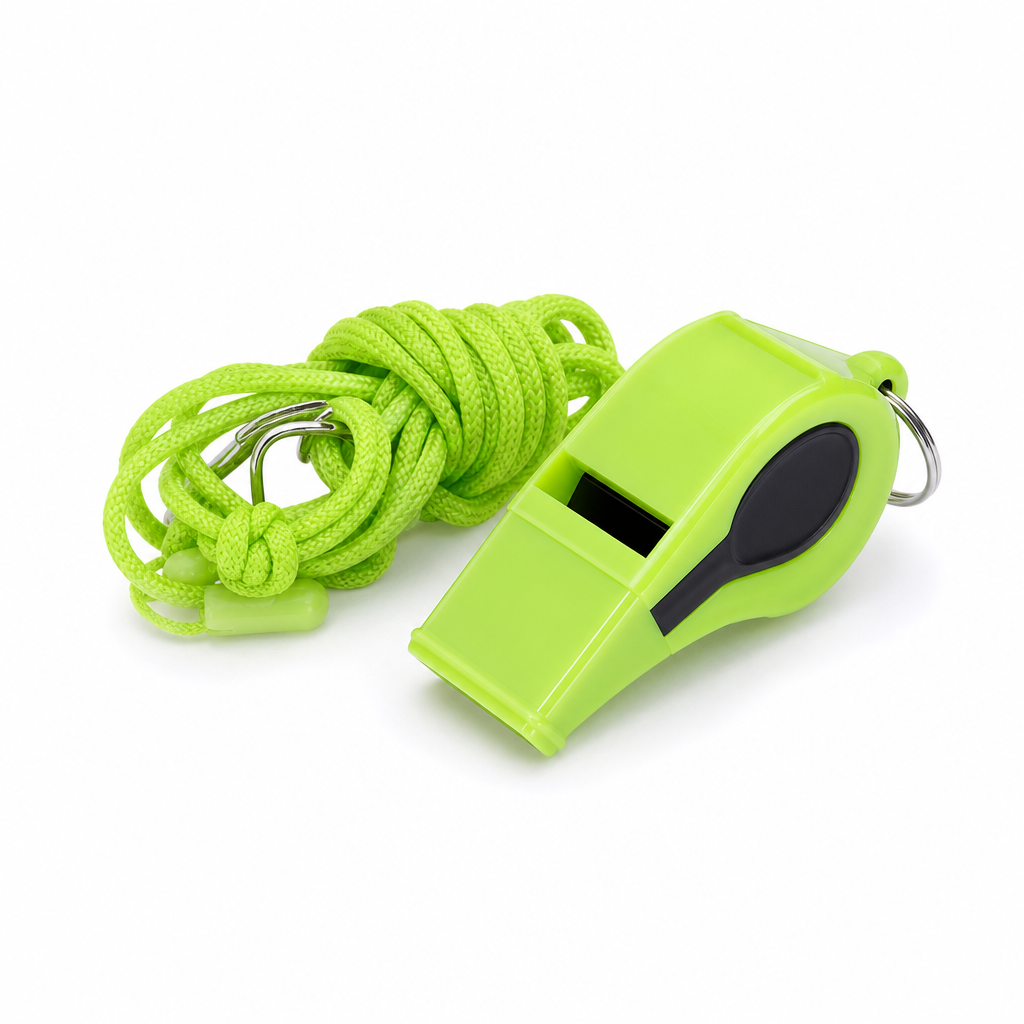 120 Pieces Sports Whistles with Lanyard, Lime Green, Single Piece