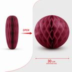 240 Pieces Maroon Paper Honeycomb Ball Decoration, 30 cm, 1 Piece