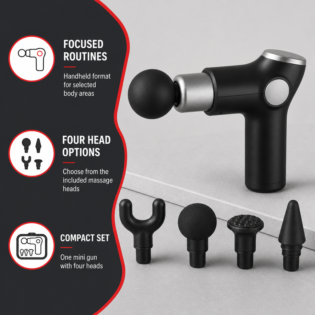 48 Pieces Mini Massage Gun with 4 Massage Heads, Handheld Body Massagers, Black
