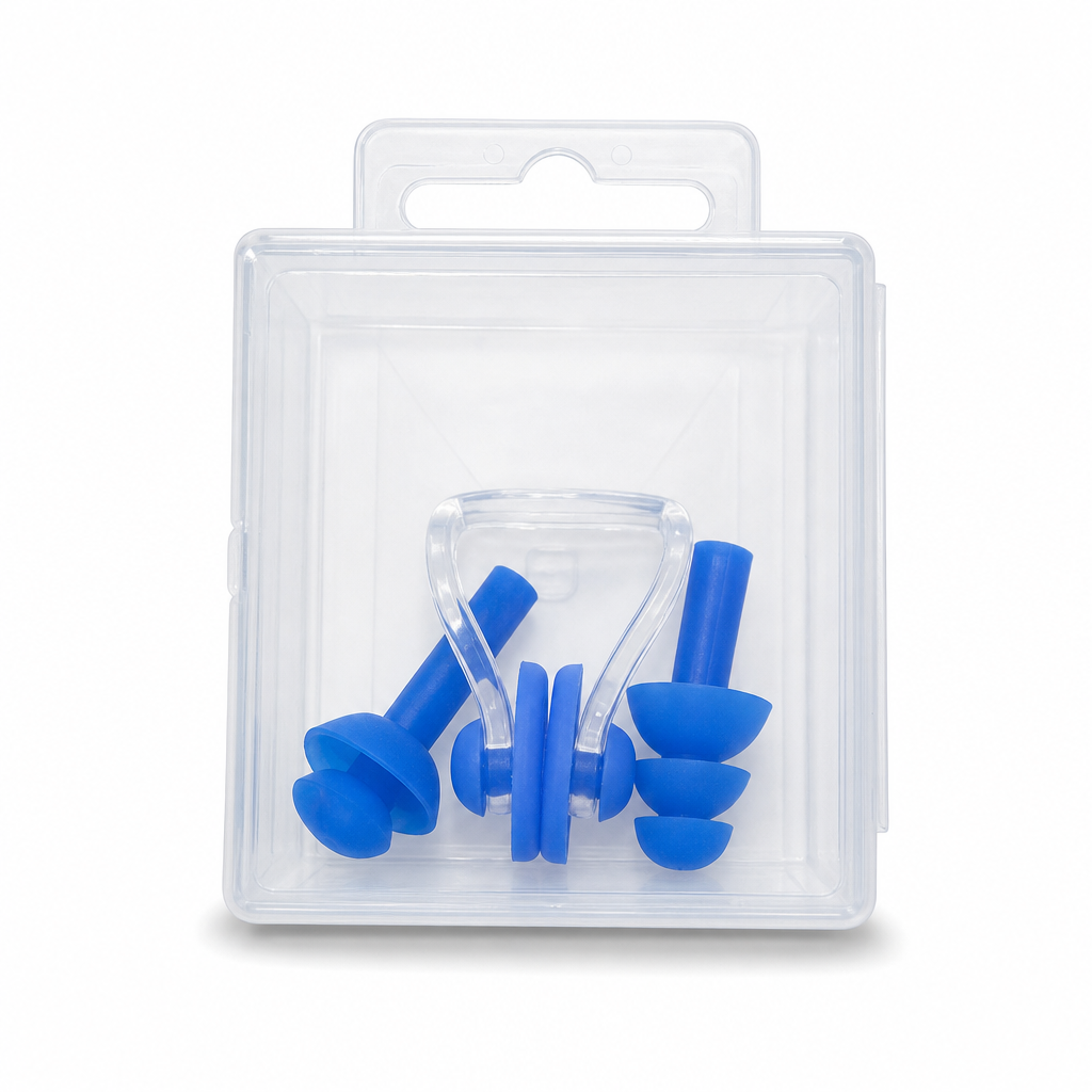 120 Pieces Swimming Ear Plugs and Nose Clip Set with Blue Case, Water Sports Accessory