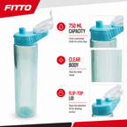 144 Pieces Sports Water Bottles 750 ml Clear Plastic Flip-Top Lid Assorted Colour