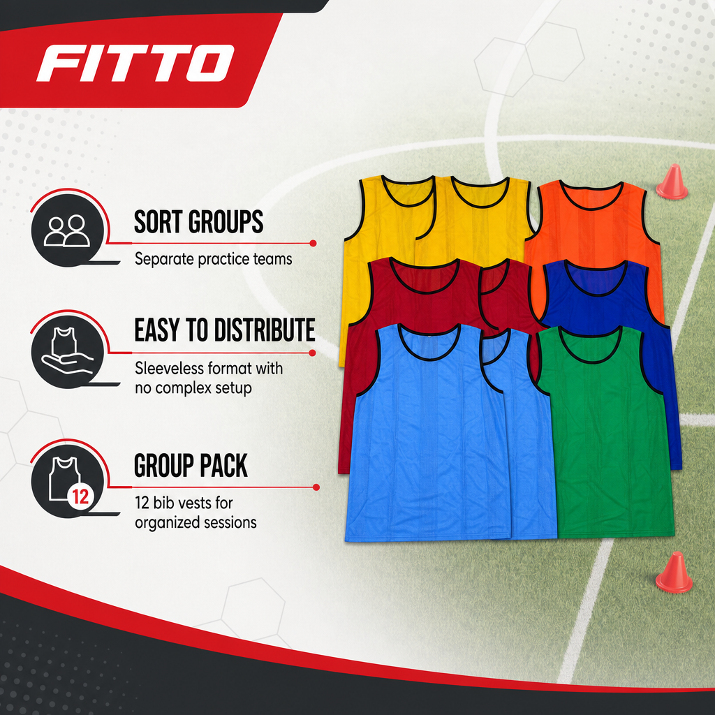 48 Pieces Mesh Sports Training Bib Vests, Small Size, 12-Piece Pack