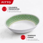 96 Pieces Melamine Salad Bowl, 10 Inch, White with Green and Yellow Pattern