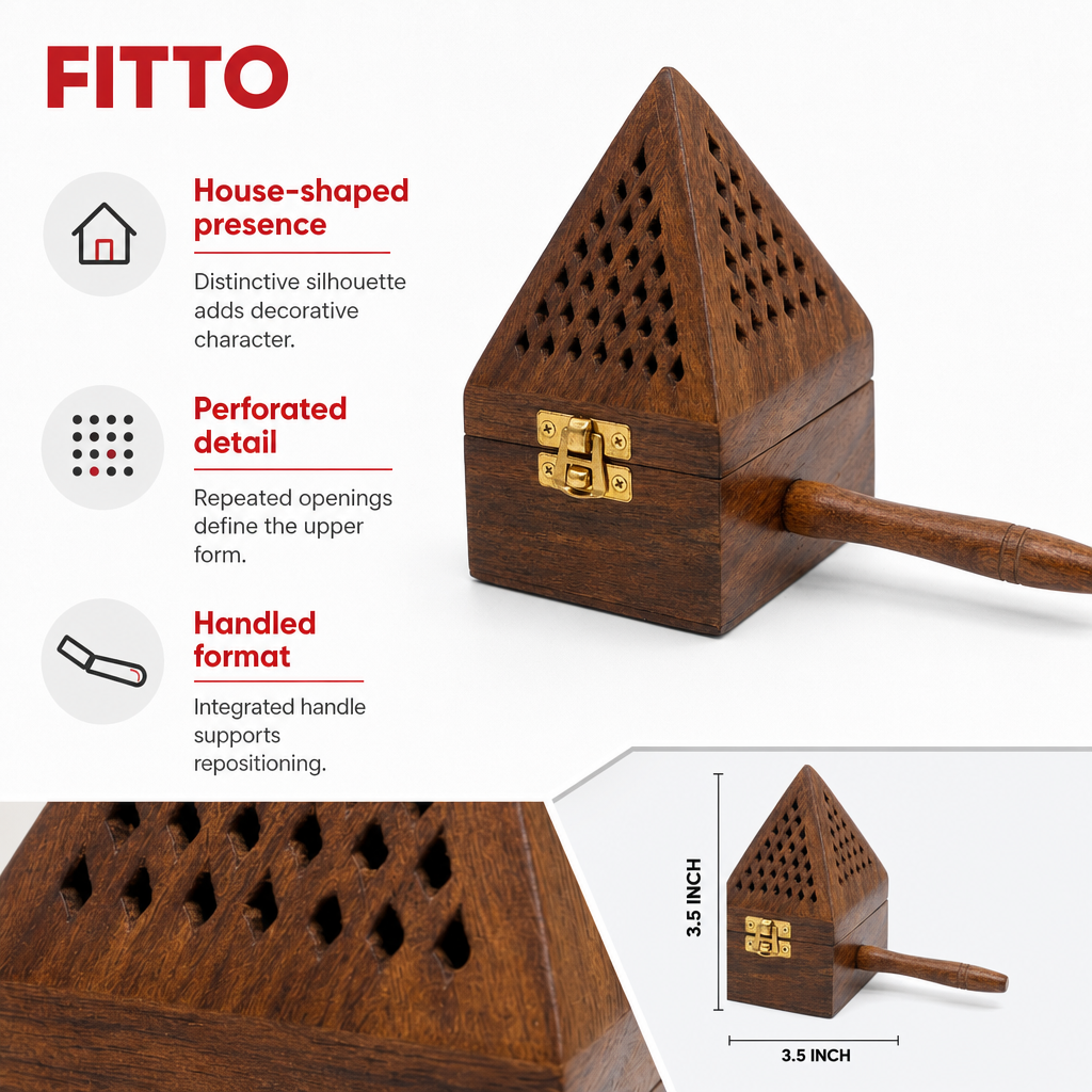 96 Pieces Wooden Incense Burner House with Handle, 3.5 Inch