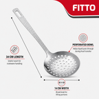 144 Pieces Stainless Steel Slotted Skimmer Spoon, 34 cm Cooking Utensils for Lifting and Draining Fried Foods