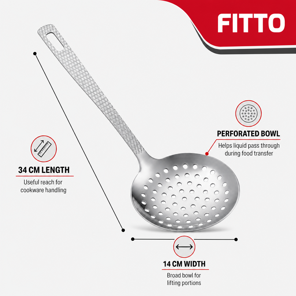144 Pieces Stainless Steel Slotted Skimmer Spoon, 34 cm Cooking Utensils for Lifting and Draining Fried Foods