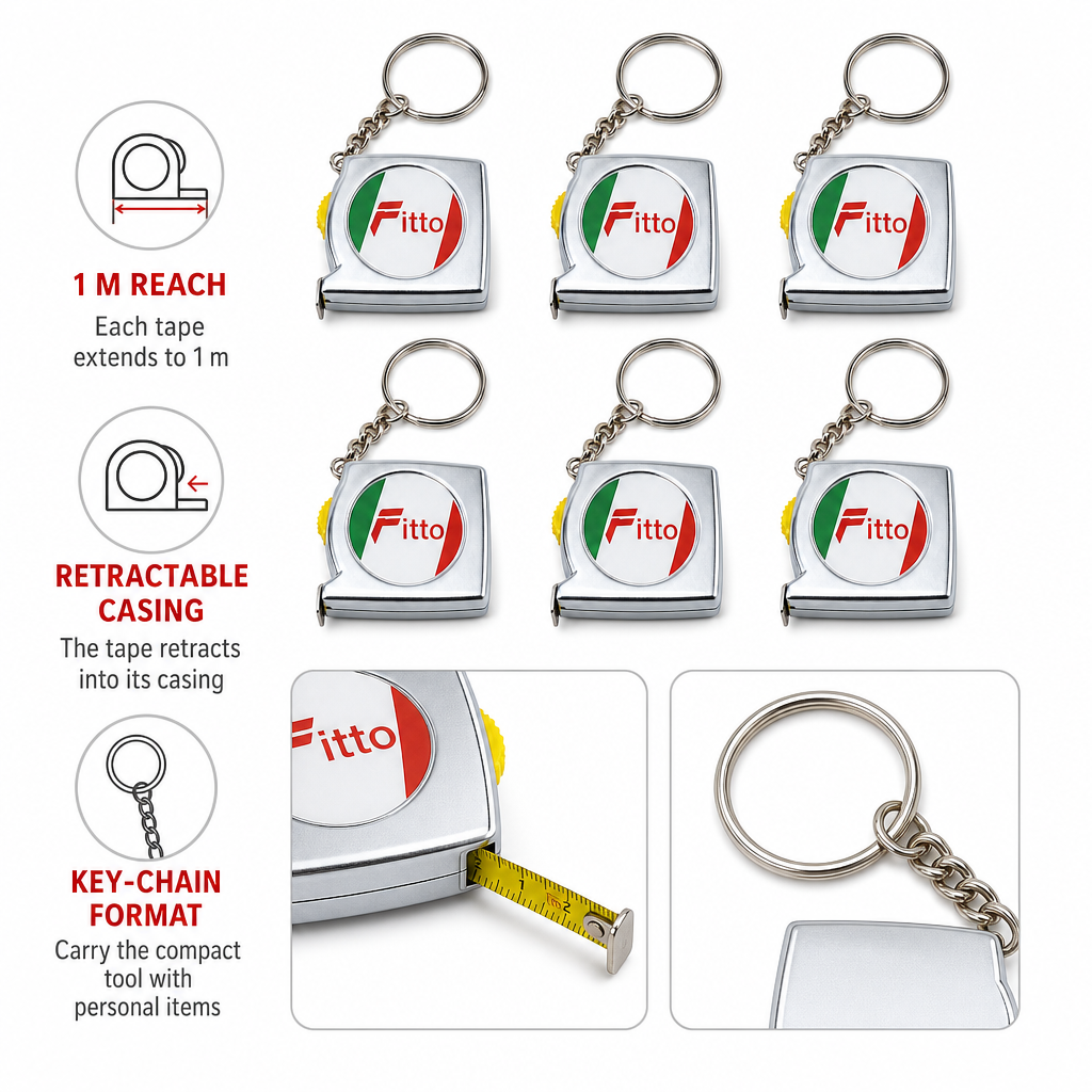120 Pieces Mini Retractable Tape Measure Key Chain, 1 m Each, Silver, 6 Piece