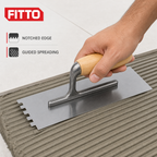 96 Pieces Stainless Steel Flooring and Tiling Notched Trowels with Wooden Handle, 28 x 12 cm, 1 Piece