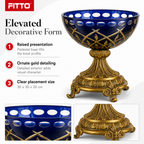 72 Pieces Decorative Pedestal Serving Bowl, Blue and Gold, 30 x 30 x 20 cm, 1 Piece