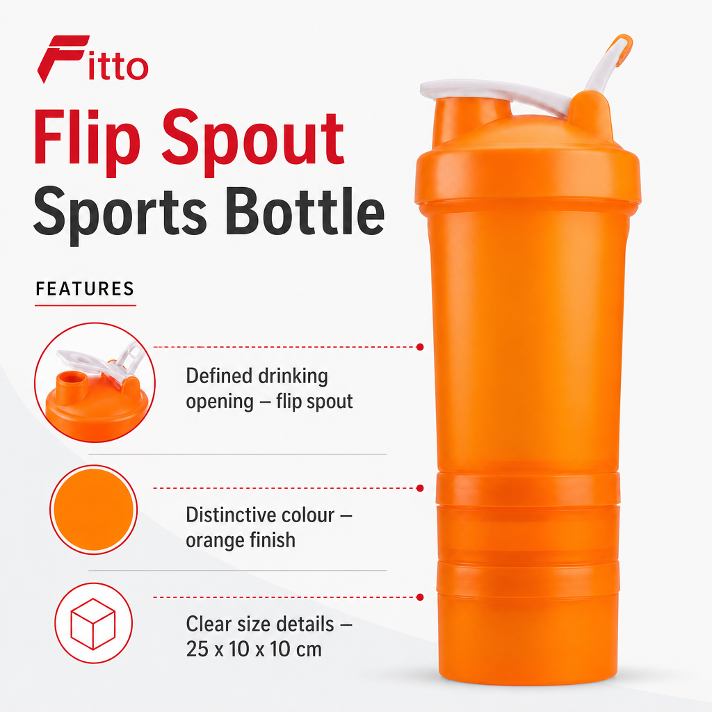 96 Pieces Shaker Bottle with Flip Spout, Orange Sports Water Bottles, 25 x 10 x 10 cm