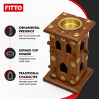 72 Pieces Wooden Bakhoor Incense Burner with Brass Bowl, Big, 16 cm
