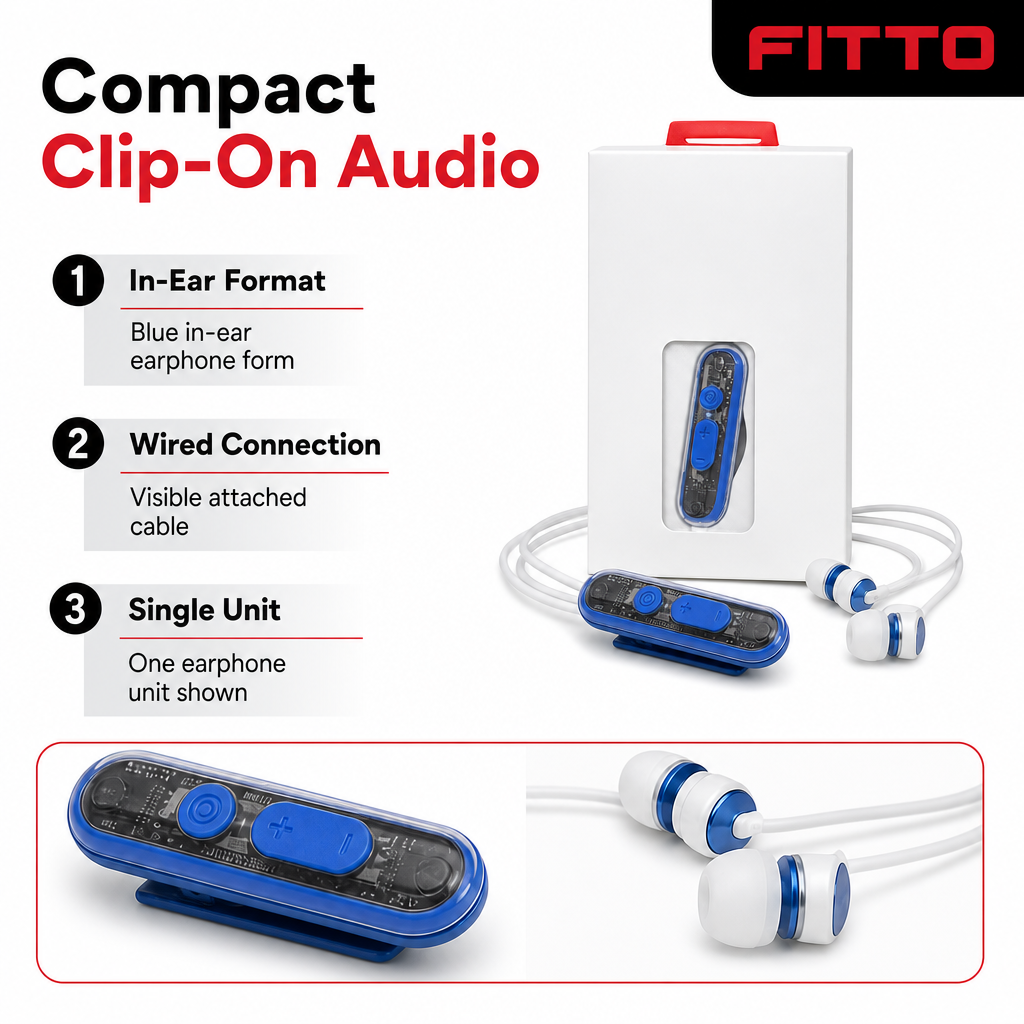 96 Pieces Wired Clip-On Earphones with In-Ear Design, Blue, Single Unit