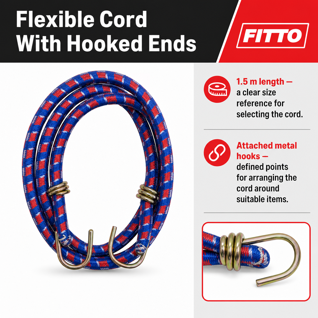 144 Pieces Elastic Bungee Cords with Hooks, 1.5 m, Multicolor, 1 Piece