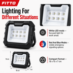 96 Pieces Solar-Powered LED Work Light, White and Red/Blue Emergency Modes, Portable Rectangular Light, 18 x 15 x 7 cm