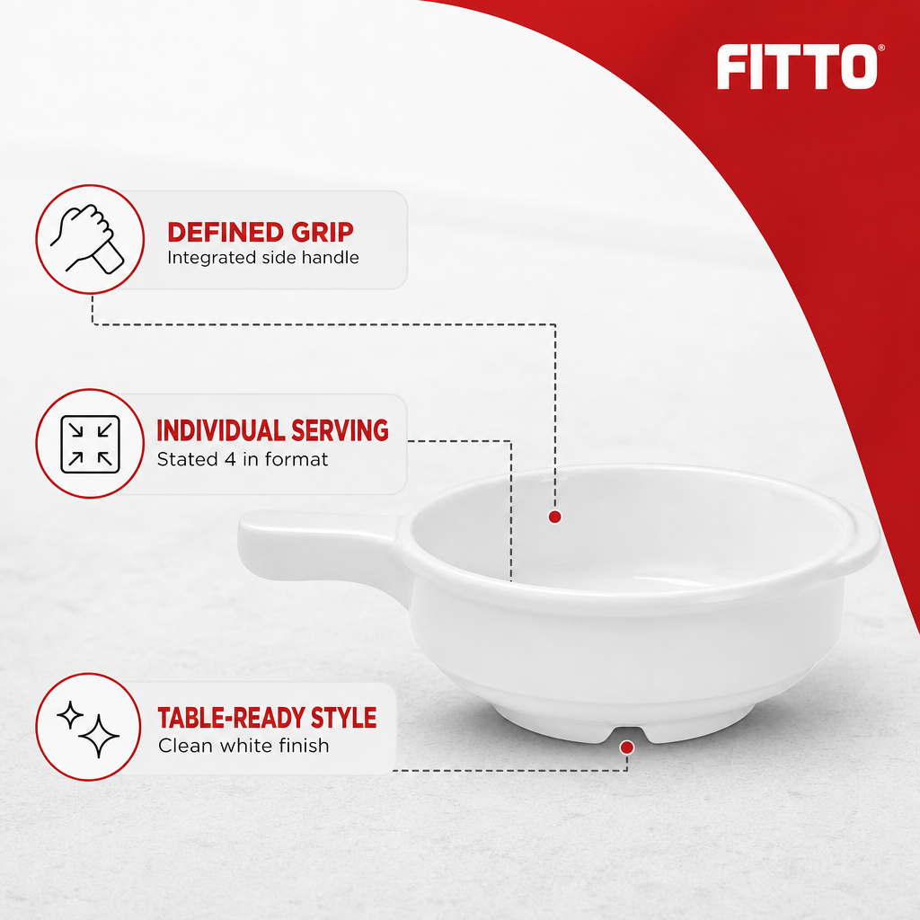 120 Pieces White Round Soup Bowl with Handle, 4 in, 1 Piece