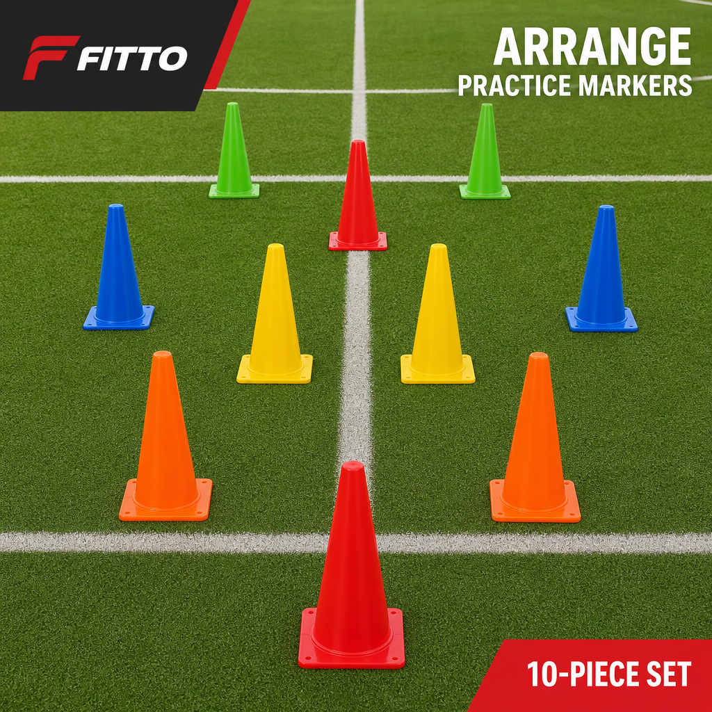 96 Pieces Plastic Training Cones, 28 cm, Multicolor, 10-Piece Pack
