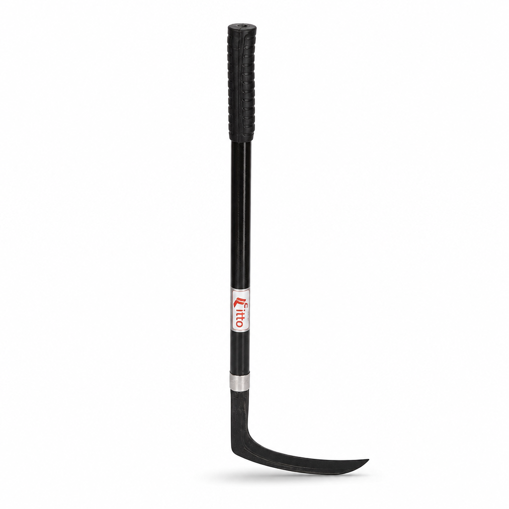 96 Pieces Steel Grass Sickle with Long Handle and Rubber Grip, 55 cm, Black, 1 Piece