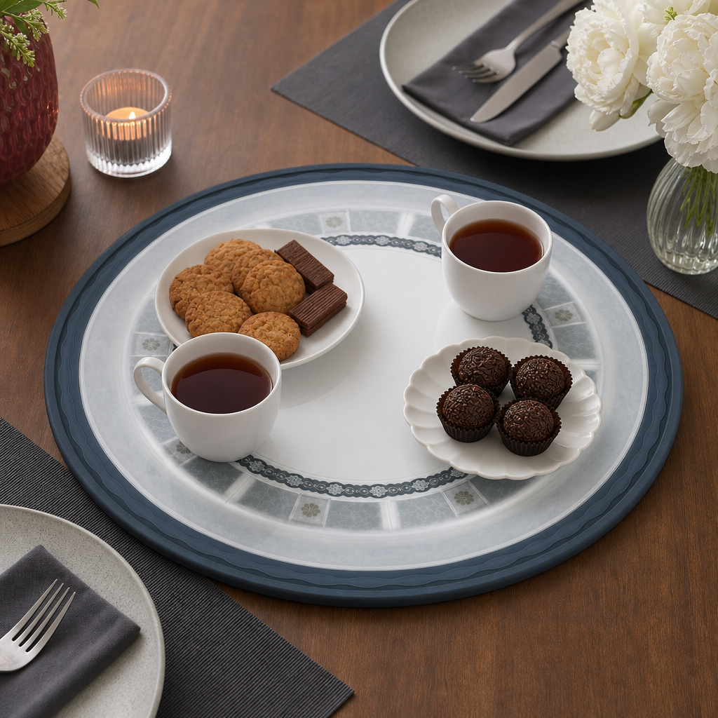 96 Pieces Melamine Round Wavy Serving Trays, 35 cm