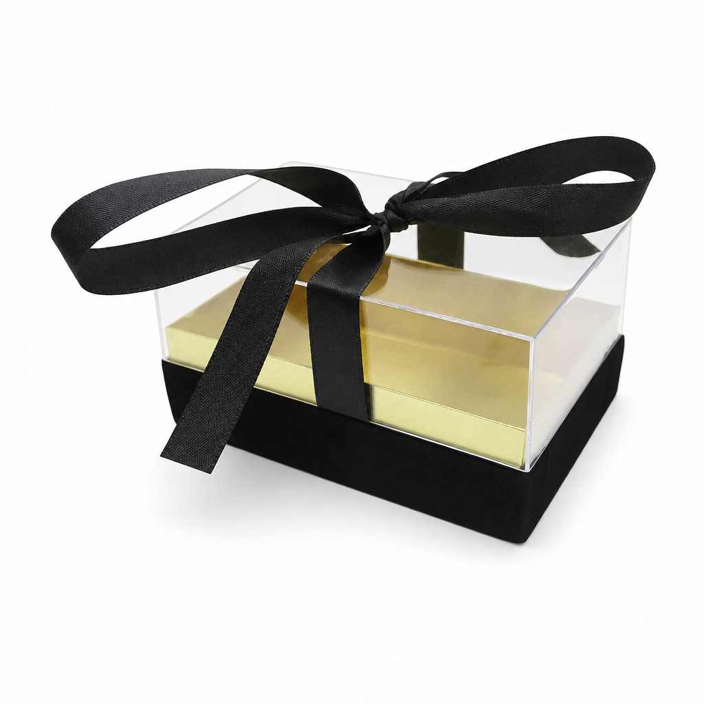 96 Pieces Acrylic Presentation Box, Black Rectangular Design With Ribbon, 14.5 × 9.5 × 8 cm, 1 Piece