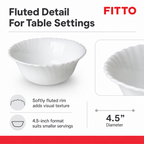 240 Pieces Opal Glass Bowl, 4.5 Inch, White Round Serving Bowl with Fluted Rim