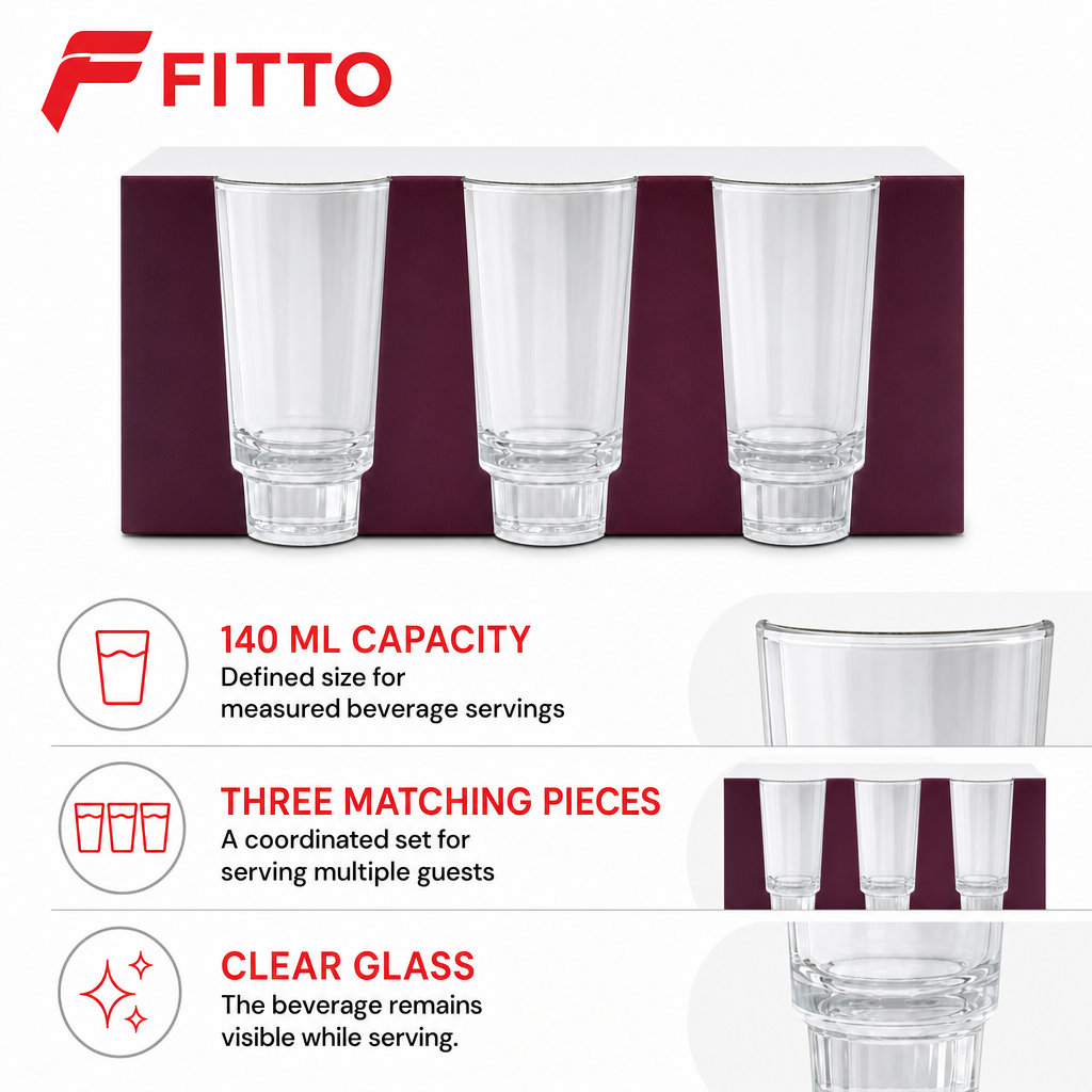 96 Pieces Standard Glass Tumbler Set, 140 ml, 3 Pieces