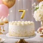 144 Pieces Gold Number 7 Happy Birthday Cake Candle, 9 cm Single Candle for Birthday Cake Decoration