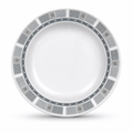 144 Pieces Soup Plate, 6 Inch, Grey With Geometric Border, Round Tablewares For Serving