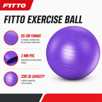 96 Pieces Exercise Ball for Fitness and Yoga, Purple PVC Core Training Ball, 55cm, 2mm, 330 lb Capacity