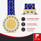 120 Pieces Award Medal with Ribbon, Gold Silver or Bronze Finish, Round Recognition Medal, 10 x 8 cm