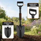 96 Pieces D-Handle Pointed Garden Spade Shovel, 70 cm, Black, 1 Piece