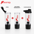 96 Pieces 500ml Shaker Bottle with Mixer, Black Sports Water Bottles