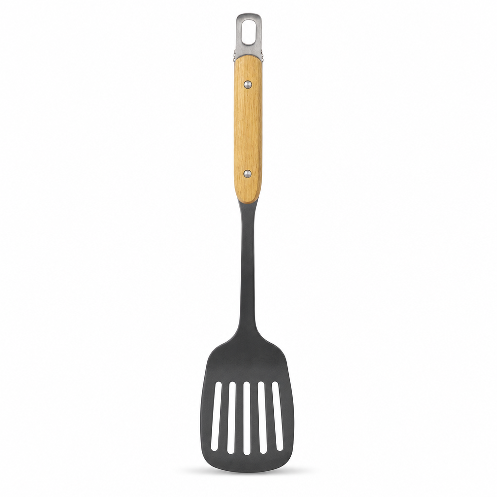 120 Pieces Stainless Steel Slotted Turner with Wooden Handle, 36.5 cm