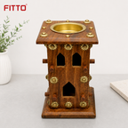 72 Pieces Wooden Bakhoor Incense Burner with Brass Bowl, Big, 16 cm