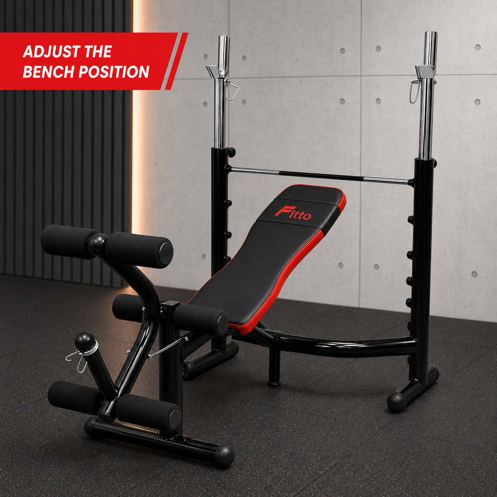 48 Pieces Adjustable Weight Benches with Barbell Rack and Preacher Curl, Multi-Position Steel Frame, 130 kg Capacity