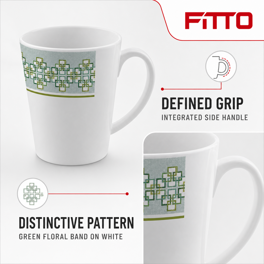 120 Pieces Water Mug with Handle, Green Floral Pattern, White