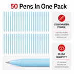 96 Pieces Ball Pens, Light Blue Body, 50 Pack For Office School And Note Taking