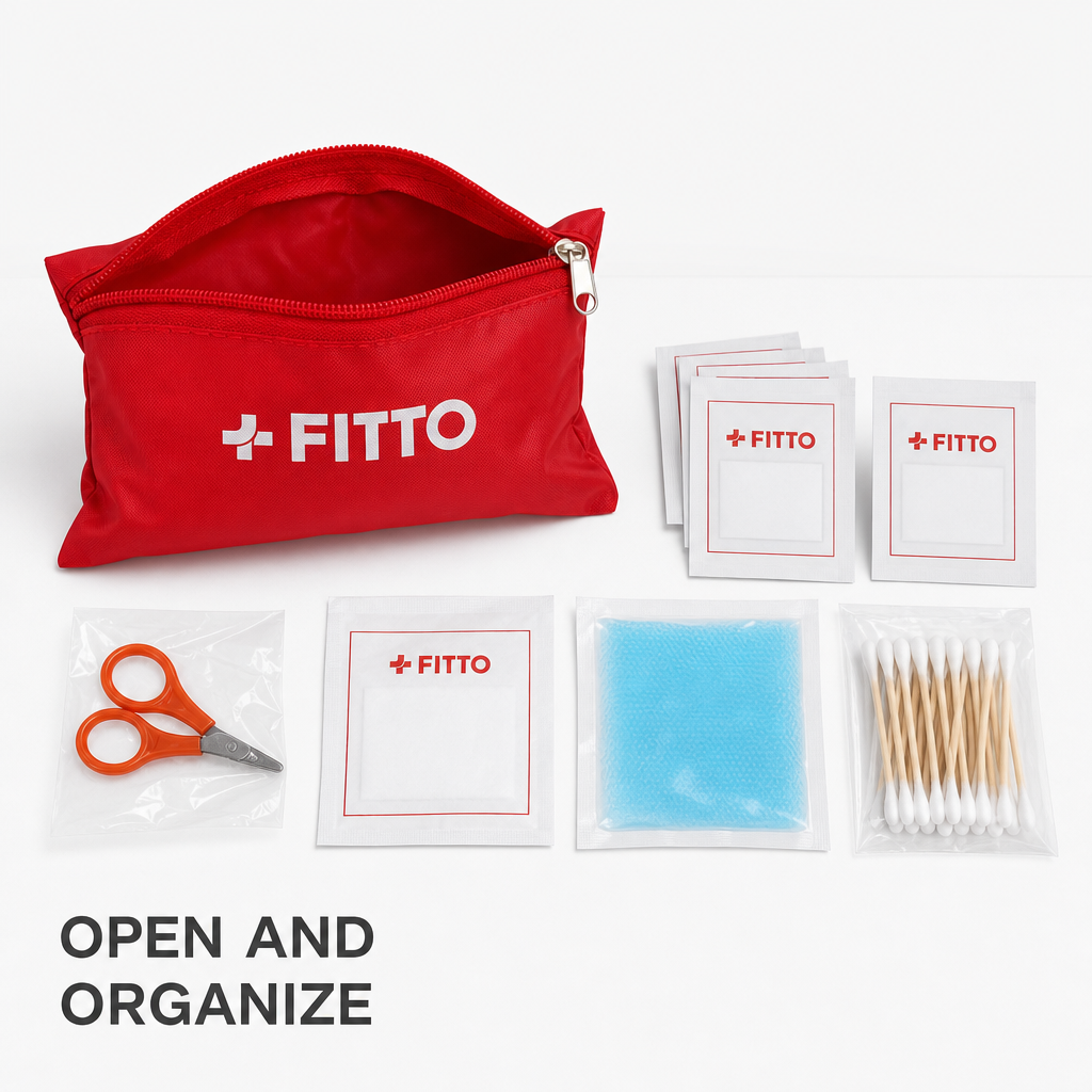 120 Pieces Red Mini Travel First Aid Kit Bag with Basic Supplies, Compact Zipper Pouch, 1 Piece