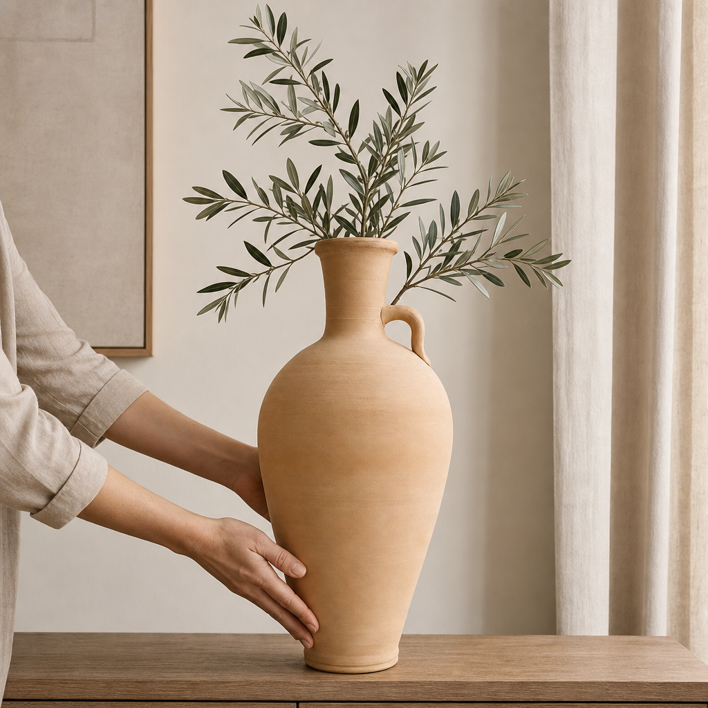 96 Pieces Natural Terracotta Amphora Vase with Handle, 30 cm