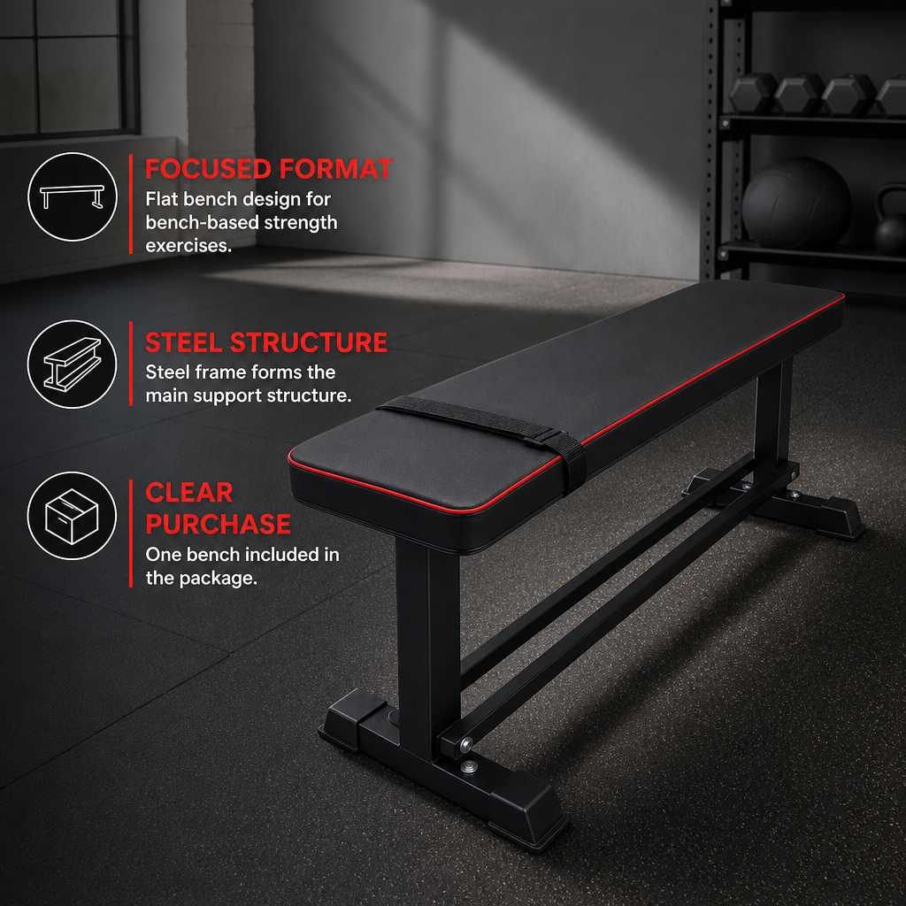 48 Pieces Flat Workout Benches with Steel Frame, Padded Training Surface for Home Gym Strength Exercises