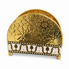 96 Pieces Decorative Metal Napkin Holders, Gold and White Patterned Table Setting Organizer, 1 Piece