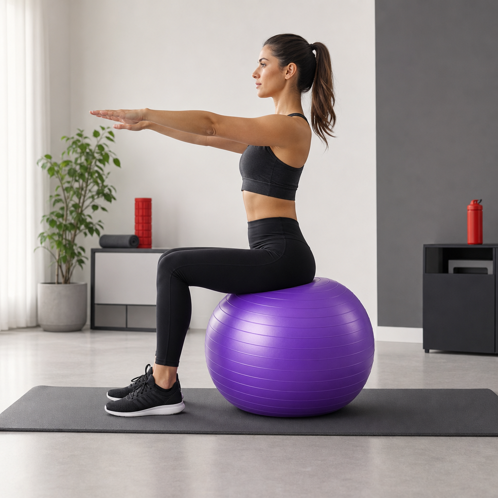 96 Pieces Exercise Ball for Fitness and Yoga, Purple PVC Stability Ball, 65cm, 2mm Thickness, 330 lb Capacity