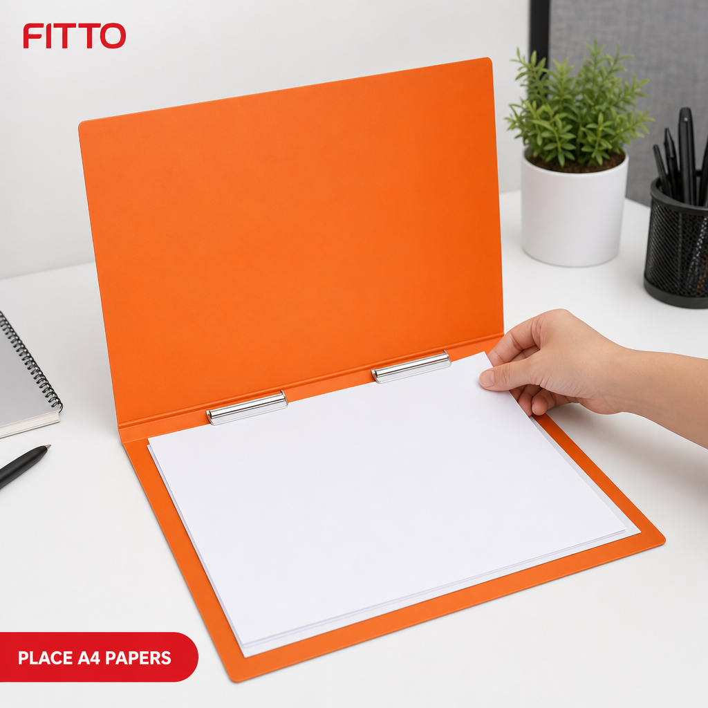 144 Pieces Orange A4 Dual Short Clip File Folder, 1 Piece