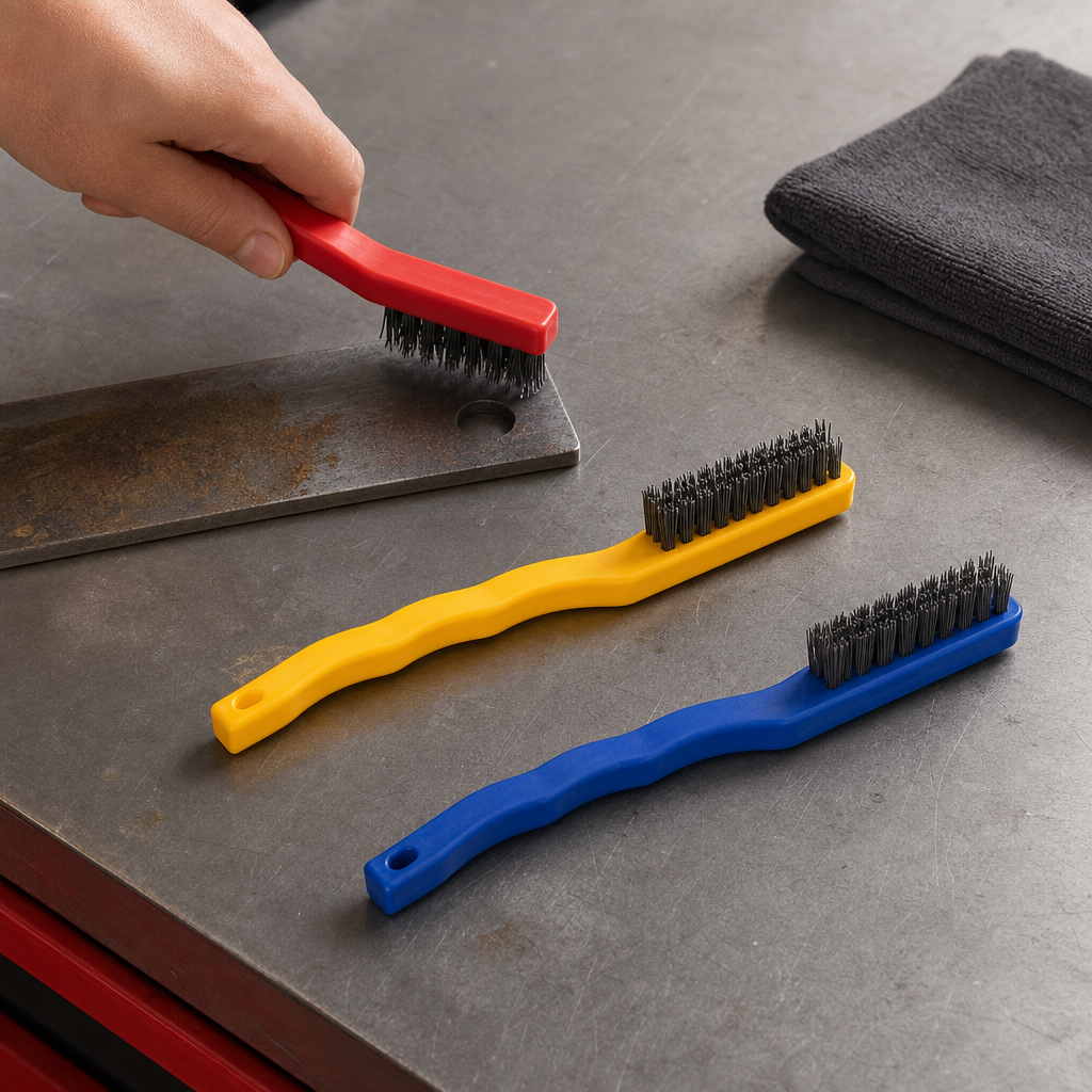 120 Pieces Wire Brush Set, 20 cm, Red Yellow Blue, 3 Pieces for Hand Cleaning and Surface Preparation