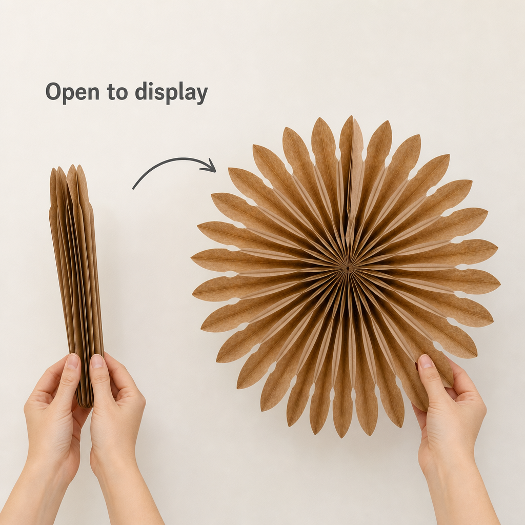 240 Pieces Brown Paper Honeycomb Fan Decoration, 40 cm, 1 Piece