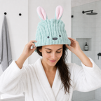 120 Pieces Hair Drying Caps, Cotton Cat Design, Assorted Colour, 1 Piece