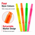 72 Pieces Retractable Highlighter Markers, Assorted Neon Colours, 4-Pack