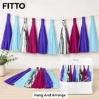 240 Pieces Tassel Garland Assorted Colour 2 m x 15 cm, 12 Pieces for Party Decorations