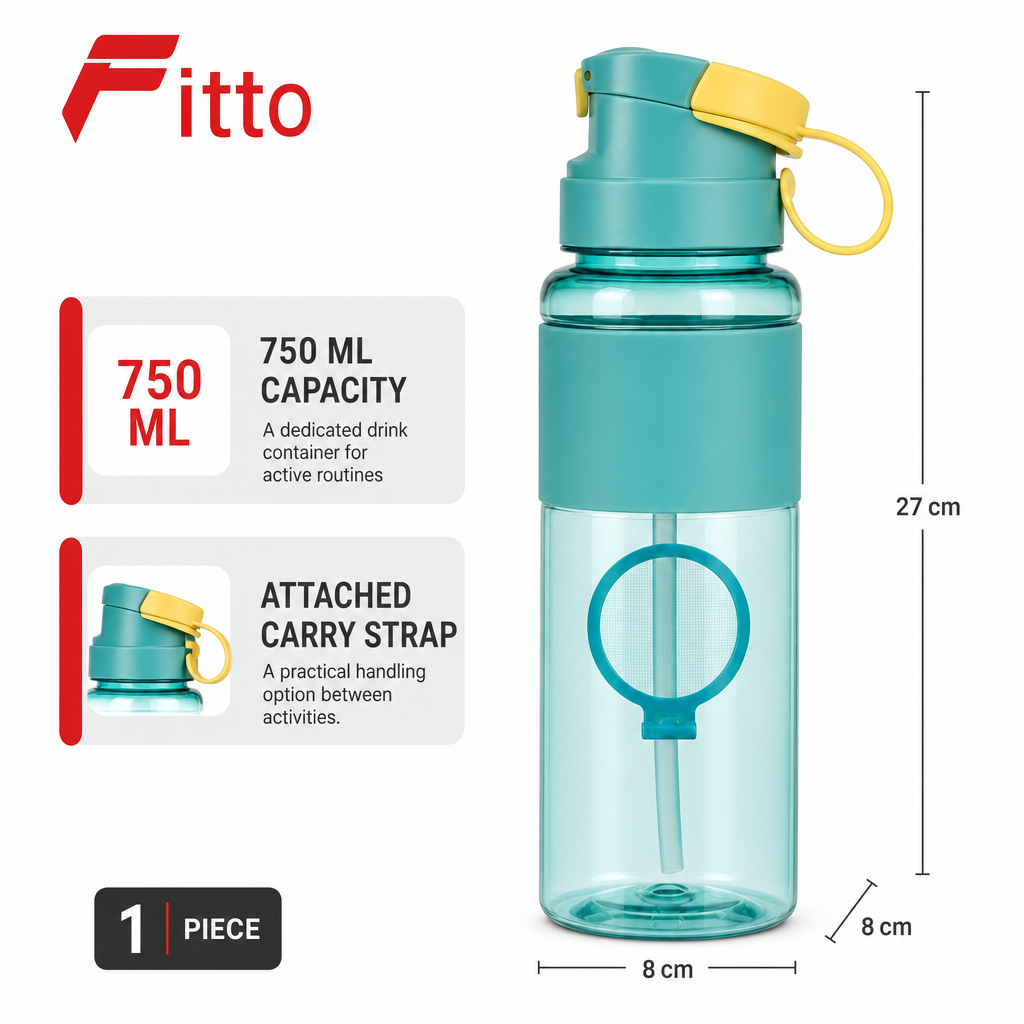96 Pieces Plastic Sports Water Bottles with Carry Strap, 750 ml, Teal and Yellow, 1 Piece