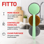 120 Pieces Dish Scrubber Brush with Handle, Green, 28 cm